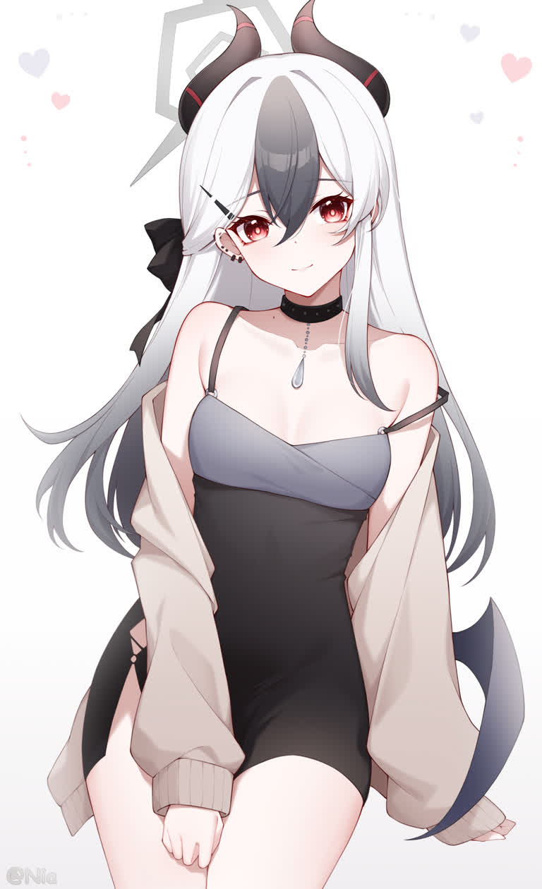 这是一个穿着黑白服装的女人的画