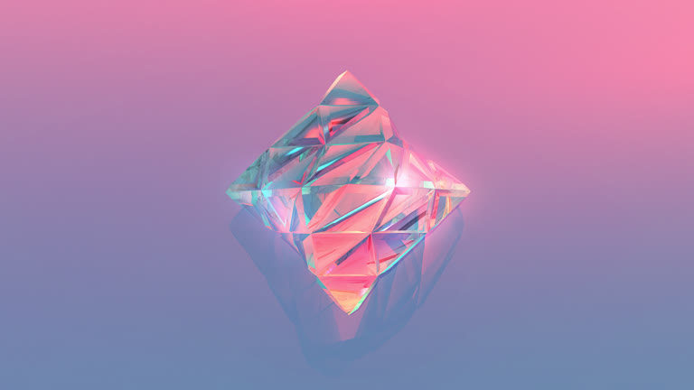 这是粉红色和蓝色背景上的钻石图像