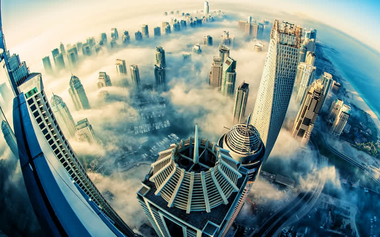 从摩天大楼的顶部可以看到城市